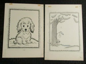 VALENTINES DAY Cute Puppy w/ Heart 2pcs 7x9.5 Greeting Card Art #3284