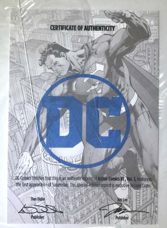 ACTION COMICS Issue 1 Reprint Facsimile Starring SUPERMAN — Loot Crate - DC