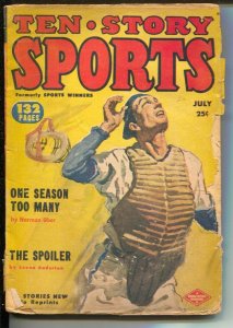 Ten Story Sports 7/1952-baseball catcher cover-boxing-tennis-G