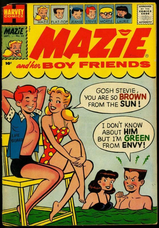 Mazie and Her Boy Friends #23 1957- Harvey Comics- Life Guard cover G/VG