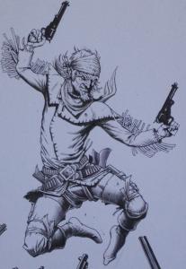 TIMOTHY TRUMAN original art, HAWKEN #5, Cover, All In, Guns Drawn, 11x17, 2011