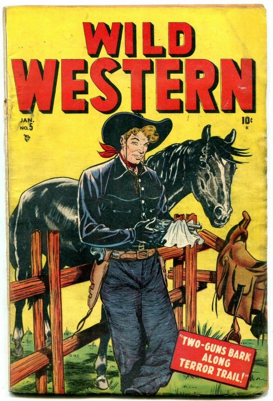 WILD WESTERN #5 1949-MARVEL-BLACK RIDER-KID COLT-BLAZE  G+