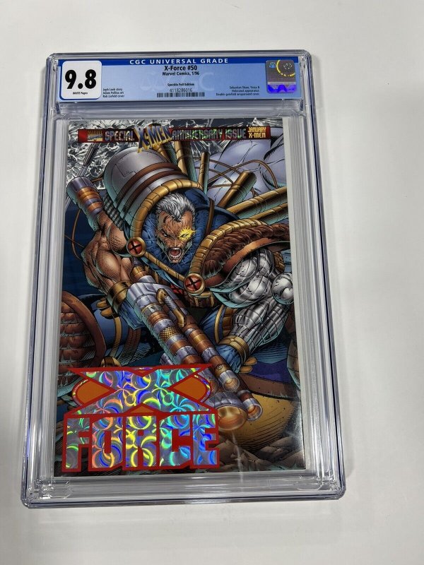 X-FORCE 50 CGC 9.8 SPEKLE FOIL EDITION LEIFELD VARIANT WHITE PAGES 1996 