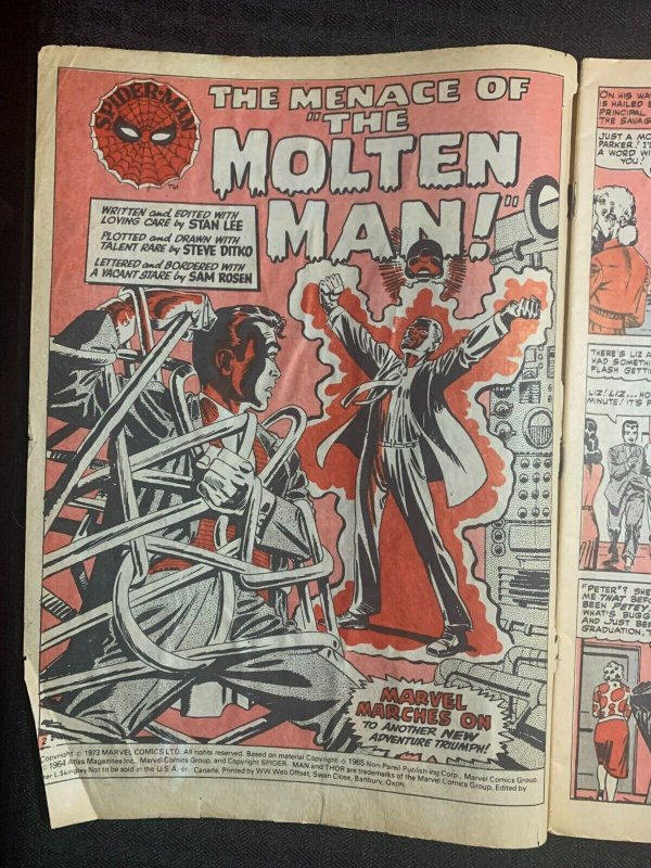 1973 July 14 SPIDER-MAN COMICS WEEKLY #22 G/VG 3.0 Steve Ditko / Molten Man