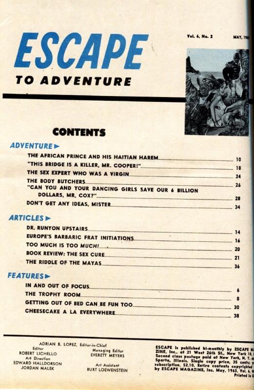 Escape to Adventure bad mag May 1963-Spicy native menace-pulp thrills!