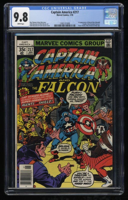 Captain America #217 CGC NM/M 9.8 1st Print 1st Quasar (Marvel Boy)!