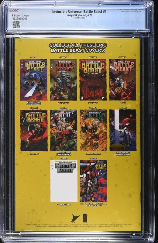 BATTLE BEAST #1 IMAGE COMICS 2025 1:100 JONBOY MEYERS FOIL VARIANT CGC 9.8 NM