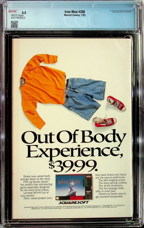 Iron Man #288 Direct Edition (1993) - CGC 6.5 - Cert#4371903023