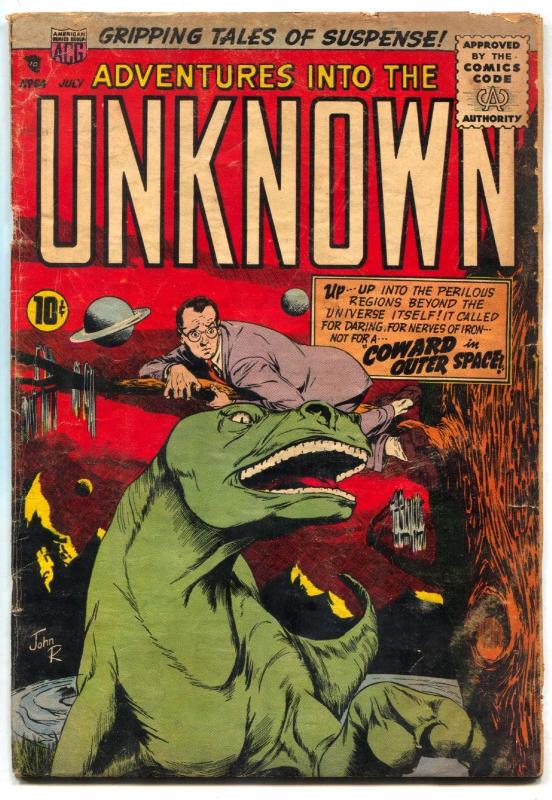 Adventures Into The Unknown #64 1955- ACG Dinosaur/monster cover G