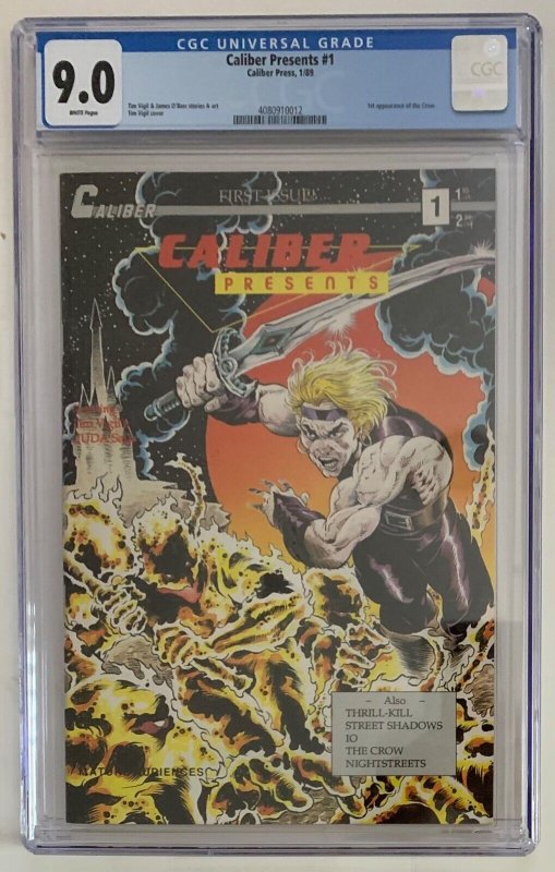 (1989) Caliber Presents #1 CGC 9.0 WP! 1st Appearance James O'Barr THE CROW!