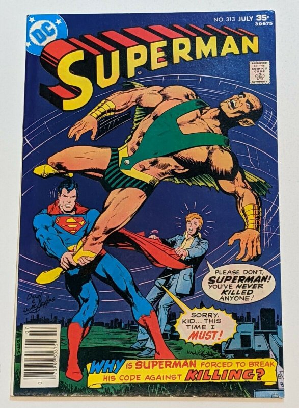 Superman #313 (Jul 1977, DC) VF- 7.5 Supergirl app Dick Dillon & Neal Adams cvr 