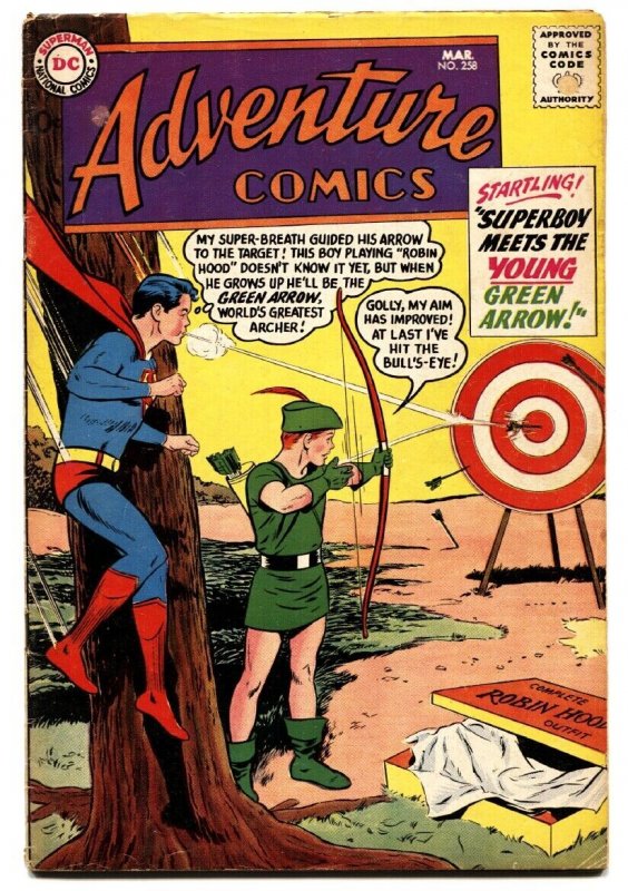 ADVENTURE COMICS #258 comic book 1958-SUPERBOY-GREEN ARROW-AQUAMAN