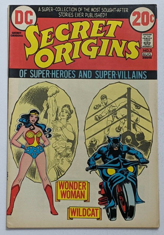 Secret Origins #3 (Aug 1973, DC) F/VF 7.0 Wonder Woman Wildcat Nick Cardy cover