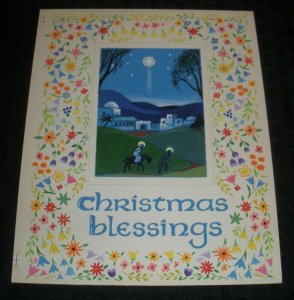 CHRISTMAS BLESSINGS Jesus Bethlehem Moonlight 7.5x9 Greeting Card Art #FF4