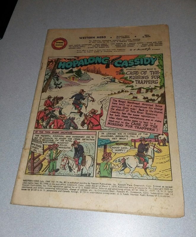 Western Hero #80 1949 fawcett Monte Hale Hopalong Cassidy Comics classic issue