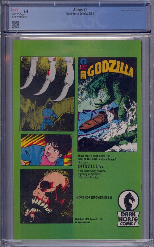 ALIENS #1 CGC 9.4 1ST ALIENS IN COMICS MARK A NELSON FIRST PRINTING WHITE PAGES