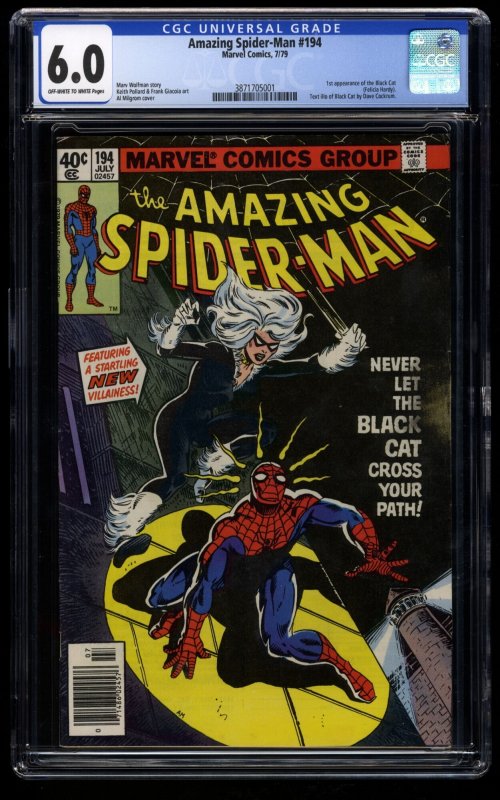 Amazing Spider-Man #194 CGC FN 6.0 Off White to White 1st Black Cat!