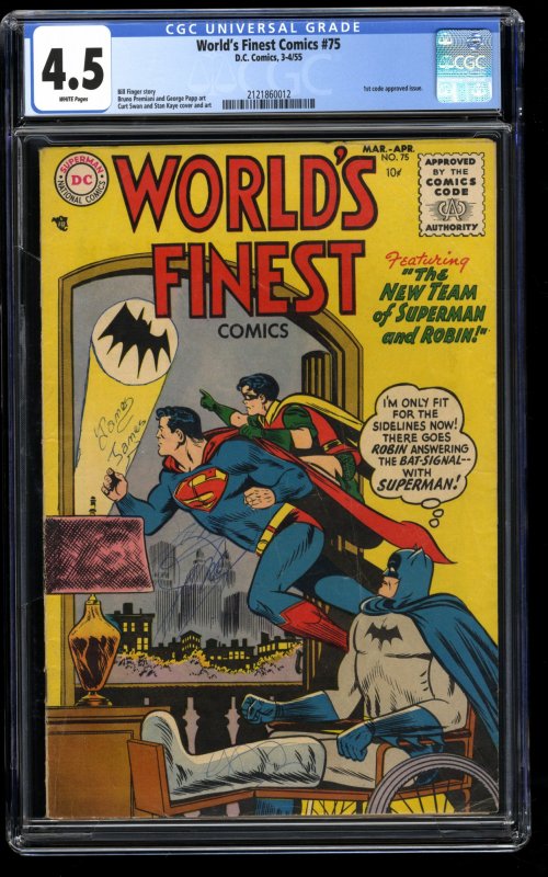 World's Finest Comics #75 CGC VG+ 4.5 White Pages