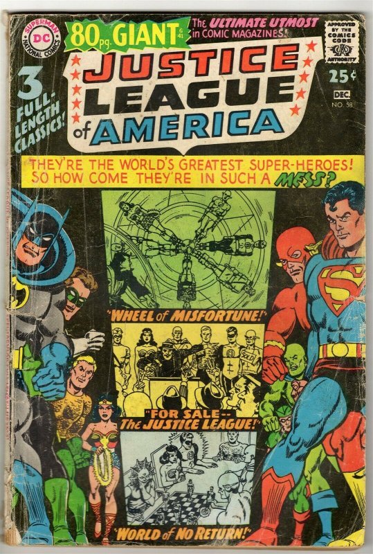 Justice League of America #58 ORIGINAL Vintage 1967 DC Comics Superman Batman 