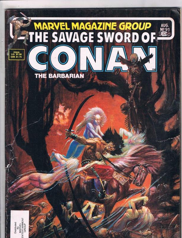 Savage Sword Of Conan # 91 Marvel Comic Book Magazine Sonja Kull Barbarian J101