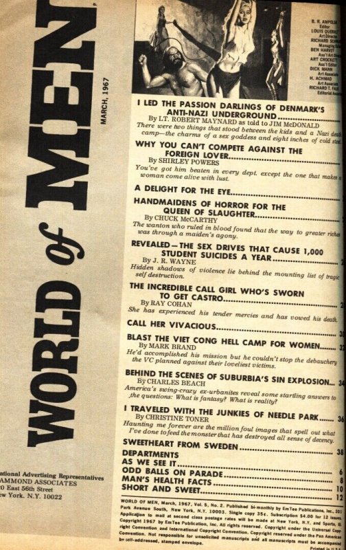 World of Men March 1967 GGA bound babes menaced by Commies!