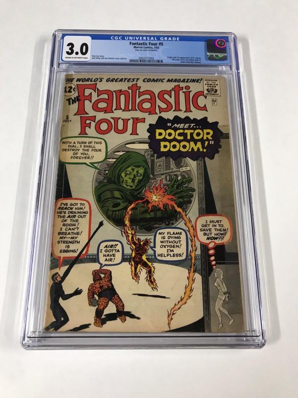 Fantastic Four 5 Cgc 3.0 Cream/Off White 1st First Appearance Dr. Doctor Doom