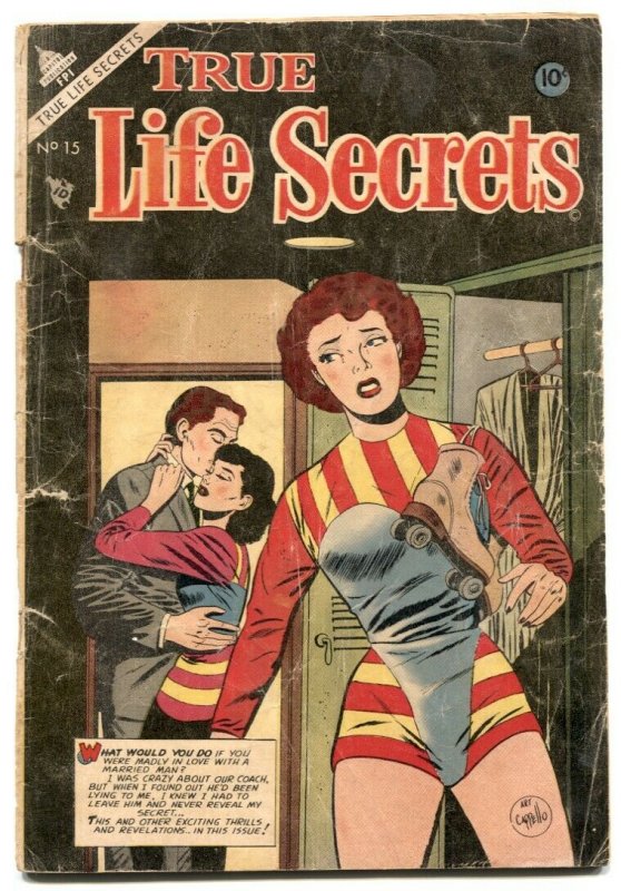 True Life Secrets #15 1953- Roller Derby- hypodermic splash G-