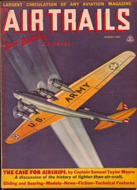 Air Trails 8/1937-Bill Barnes-hero pulp-George L Eaton--FN-