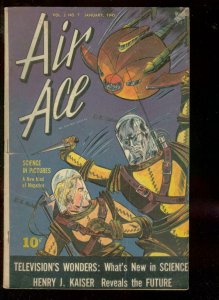 AIR ACE V.2 #7 1945-STREET & SMITH-HITLER-WW II-SCI FI  FN- 