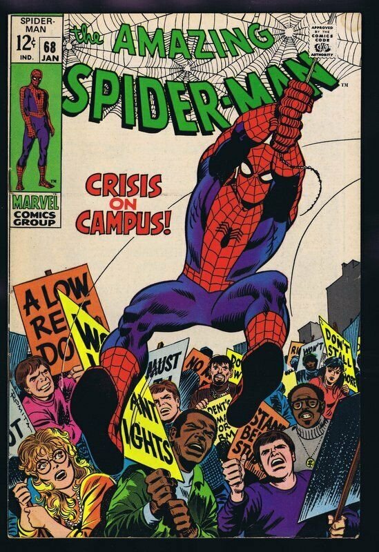 Amazing Spiderman #68 ORIGINAL Vintage 1969 Marvel Comics Crisis on Campus