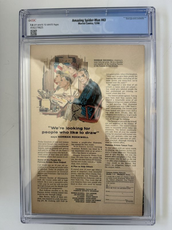 Amazing Spider-Man #43 CGC 7.0 Marvel  1st full appearance of Mary (1966 )