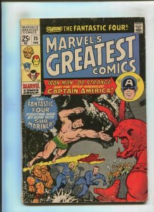 MARVEL'S GREATEST COMICS #25 (4.0) SIDE-BY-SIDE WITH THE SUB-MARINER!! 1970