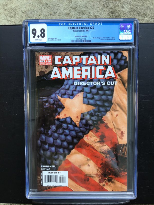 Captain America 25 Cgc 9.8 White Pages Directs Cut Variant Edition Marvel
