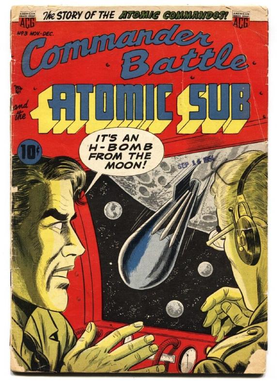 COMMANDER BATTLE AND THE ATOMIC SUB #3 1954-WILD H-BOMB COVER-fr