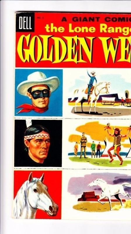 Lone Ranger, The Golden West Dell Giant 3 Strict 8.5 VF+ High-Grade(Aug-55)