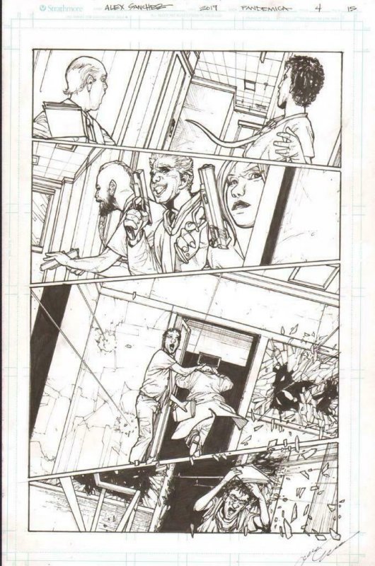 Pandemica #4 pg 15 Original Art Alex Sanchez bestselling author Jonathan Maberry 