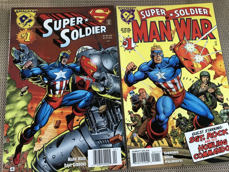 SUPER SOLDIER #1 & MAN OF WAR #1 : DC / Marvel Amalgam 1997 One-shots, VF/NM