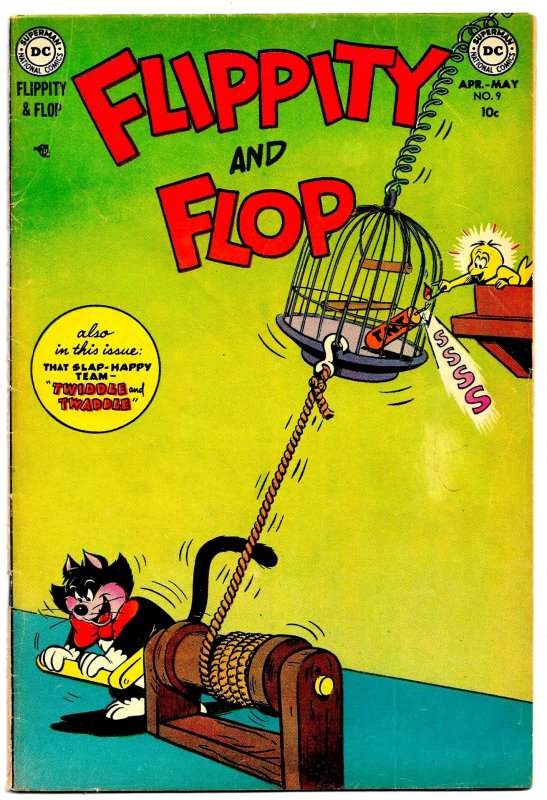 FLIPPITY & FLOP #9 (May1953) 5.0 VG/FN  Cat-Dog-Canary Funny Animals from DC!