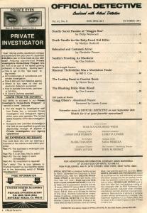 Official Detective Magazine October 1991-True Crime-Beheaded and Castrated Alive