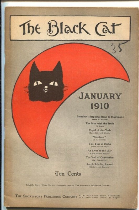 Black Cat 1/1910-Shortstory-Early issue-pulp fiction-rare-An Error Of Law b...