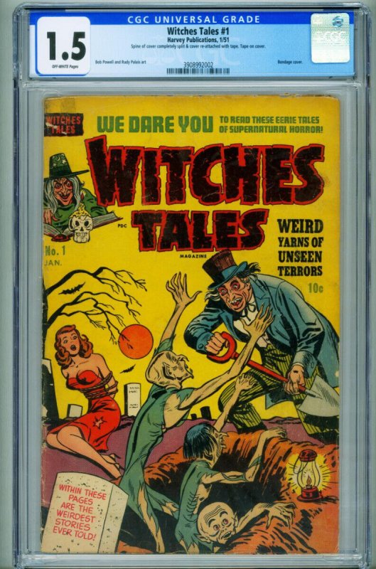 WITCHES TALES #1 CGC 1.8 1951-PRE CODE HORROR 3908992002