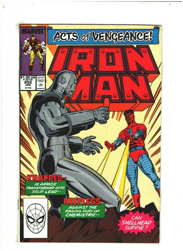 Iron Man #252 VF 8.0 Marvel Comics 1990 vs. Chemistro, Acts of Vengeance 