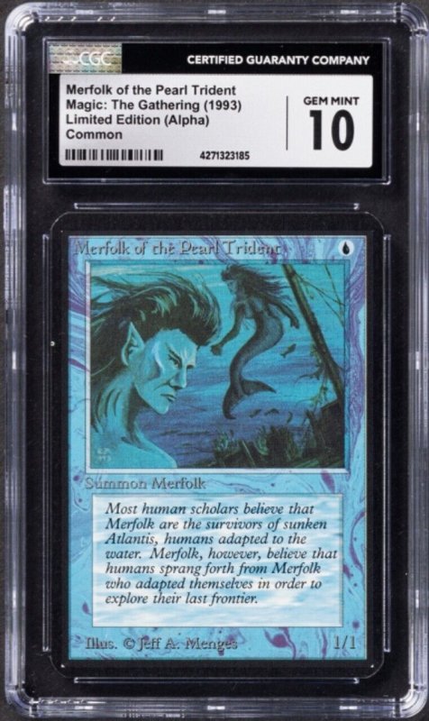 Magic the Gathering, Merfolk of the Pearl Trident, Alpha, CGC 10, Common