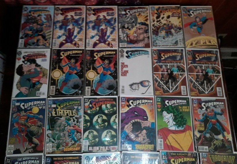 22 Lbs of 1990s & Later Superman DC comic books 117 bagged & boarded duplicates