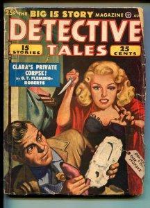 DETECTIVE TALES 04/1949-G T FLEMING-ROBERTS-JOHN D MACDONALD-PULP-good/vg