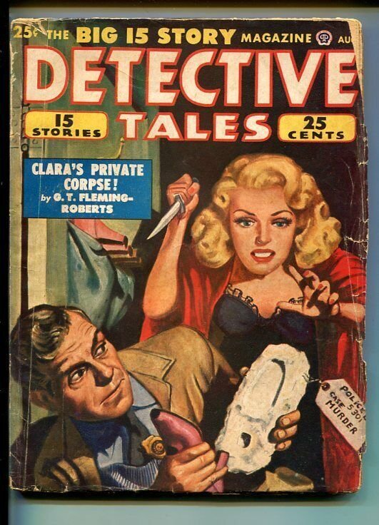 DETECTIVE TALES 04/1949-G T FLEMING-ROBERTS-JOHN D MACDONALD-PULP-good/vg