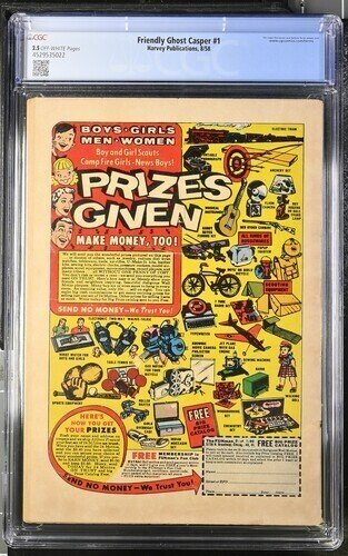 Friendly Ghost Casper #1 1958 Harvey Publications CGC 2.5