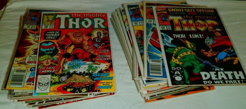 Thor V1 #389,392-397,399,400, ++ 432-450 DeFalco/Frenz, comic book lot of 39