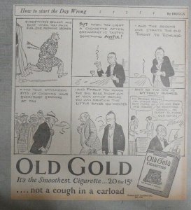 Old Gold Cigarette Ad: 3 Claire Briggs Old Gold Comic Ads 1927 Size 8 x 9 inches