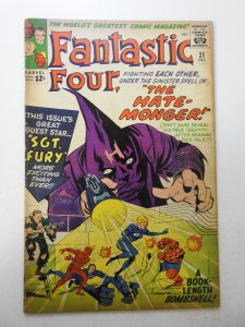 Fantastic Four #21 (1963) VG Cond moisture stain, cover detached bottom staple